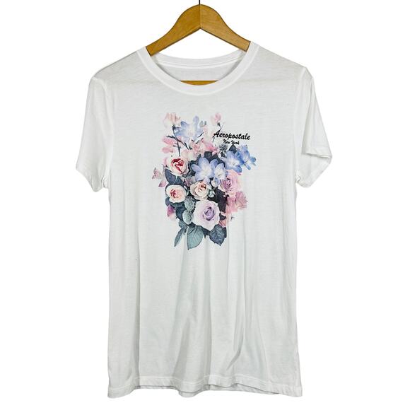 Abercrombie & Fitch T Shirt Print Short Sleeve White Floral Casual - XL - Picture 1 of 5